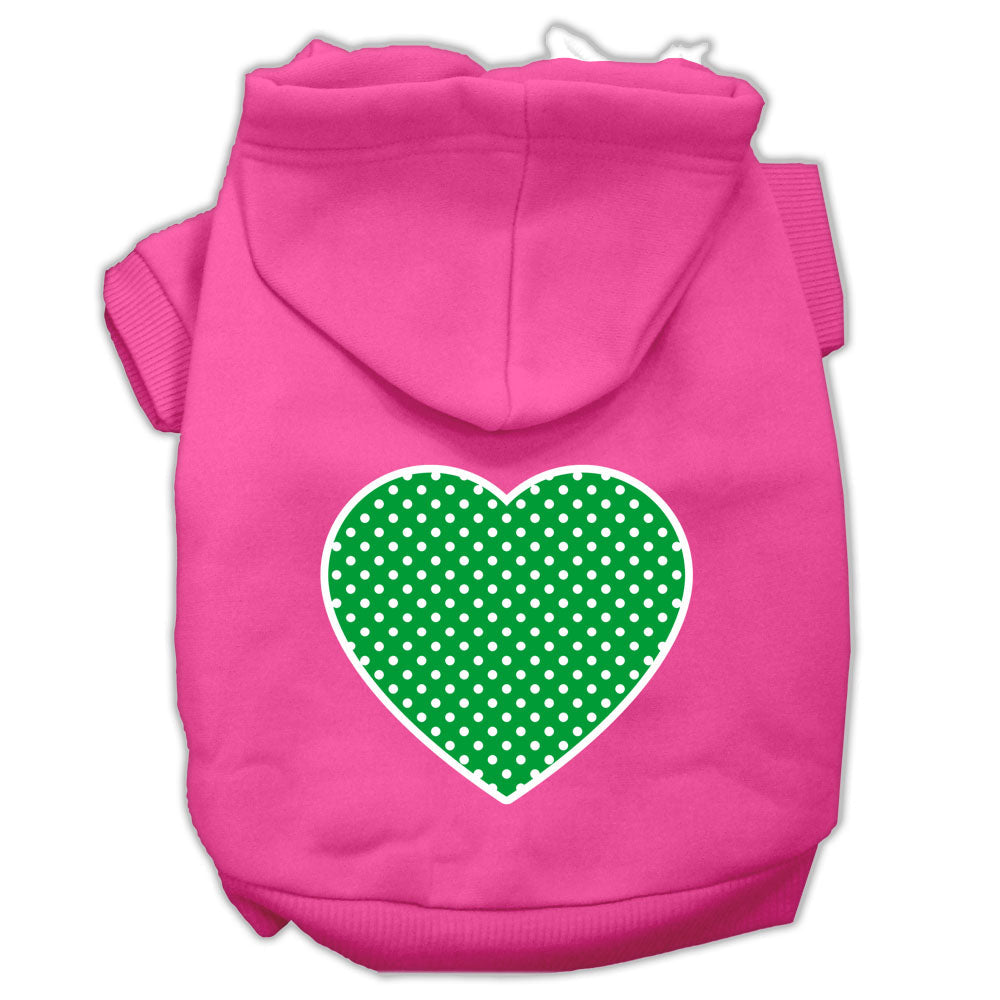 Pet Hoodie "Green Swiss Dots Heart"