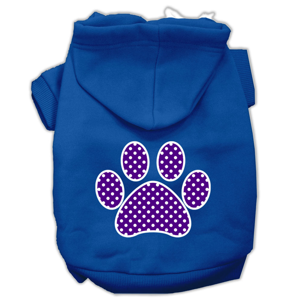 Pet Hoodie Screen Printed, "Purple Swiss Dots Paw"