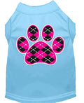 Pet Dog & Cat Shirt Screen Printed, "Argyle Paw Pink"