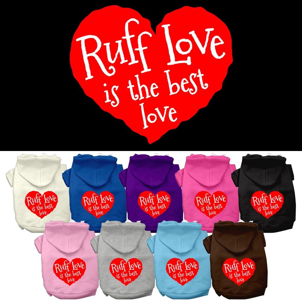 Pet Dog & Cat Hoodie Screen Printed, "Ruff Love"