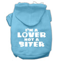 Pet, Dog & Cat Hoodie Screen Printed, "I'm A Lover, Not A Biter"