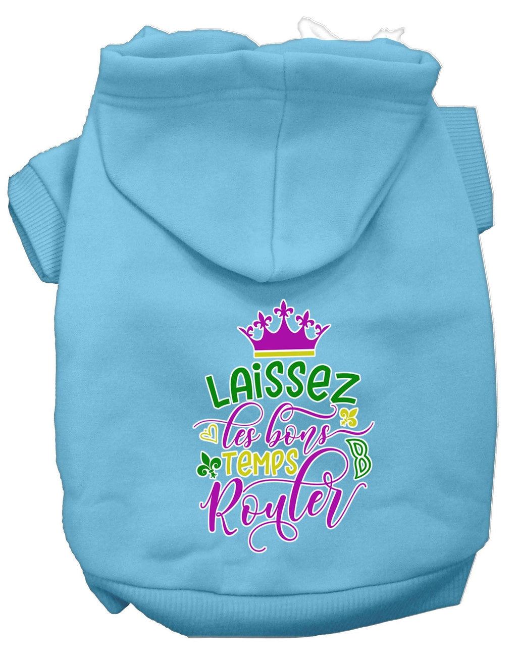 Kapuzenpullover für Haustiere (Hund & Katze) mit Siebdruck, „Laissez Les Bons Temps Rouler“