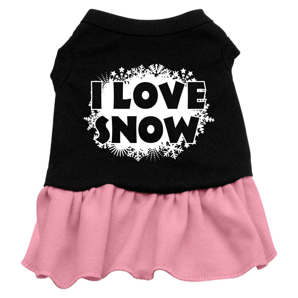 Vestido de Natal para Animais de Estimação Estampado, "I Love Snow"