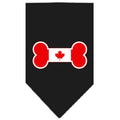 Lenço de Pescoço para Animais de Estimação e Cães com Serigrafia, "Bandeira Canadiana em Formato de Osso"