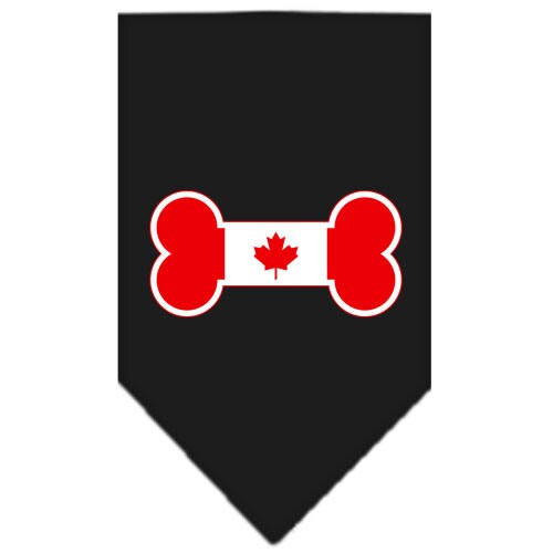Lenço de Pescoço para Animais de Estimação e Cães com Serigrafia, "Bandeira Canadiana em Formato de Osso"