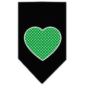 Pet and Dog Bandana Screen Printed, "Green Swiss Dot Heart"